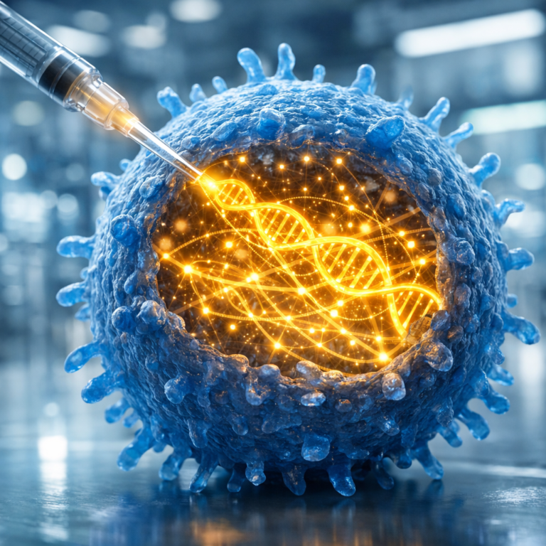 Rappresentazione scientifica di linfociti T ingegnerizzati CAR-T che attaccano il tumore - Progetto Vitasalute.