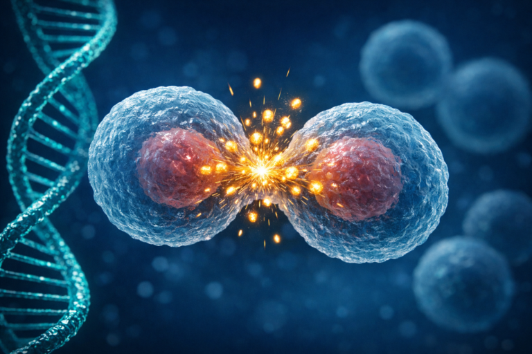 Rappresentazione molecolare del meccanismo d'azione della chemioterapia sulle cellule tumorali - Progetto VitaSalute.