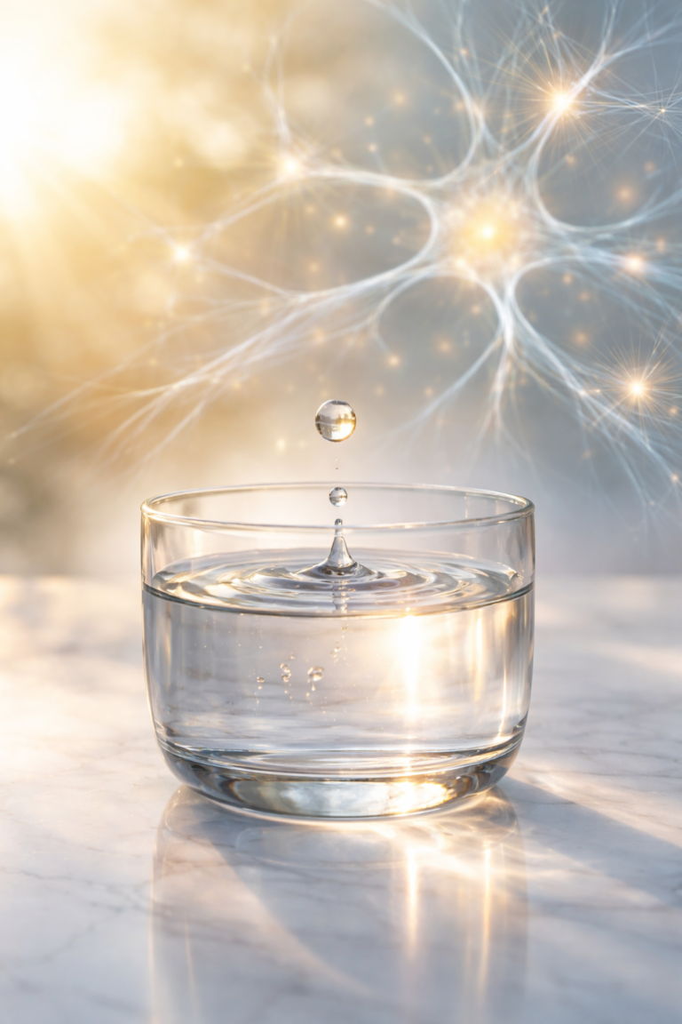 Rappresentazione scientifica dell'idratazione e dei ritmi circadiani per una routine mattutina perfetta e la gestione del cortisolo - Progetto Vitasalute.