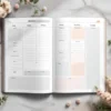 Anteprima delle pagine interne del Planner per Donne Over 50, con schema per menu settimanale, obiettivi di salute e spazio per riflessioni quotidiane