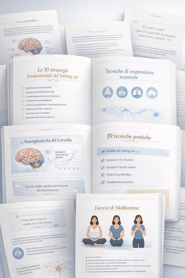 anteprima-pagine-esercizi-ti-lascio-andare.webp Anteprima dei contenuti pratici del libro: esercizi di meditazione, tecniche di respirazione avanzate e spiegazioni sulla neuroplasticità del cervello