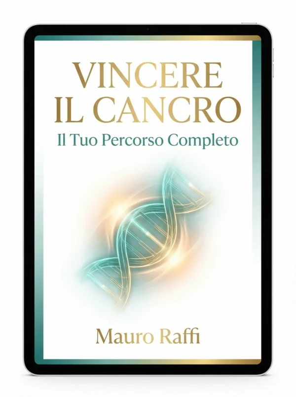 ebook-vincere-il-cancro-percorso-completo.webp Versione digitale dell'eBook Vincere il Cancro visualizzata su tablet, focalizzata sulla medicina di precisione e nuove terapie.