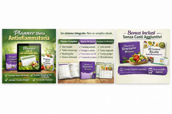 Planner digitale per pianificare pasti e monitorare infiammazione in modo sostenibile