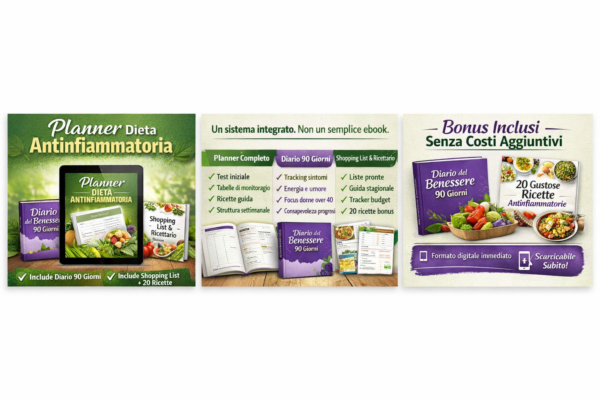 Diario benessere 90 giorni, ricette antinfiammatorie e tracker integrazioni PDF