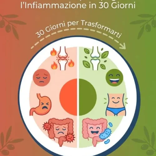 Planner dieta antinfiammatoria PDF con diario 90 giorni, shopping list, ricettario e tracker integrazioni