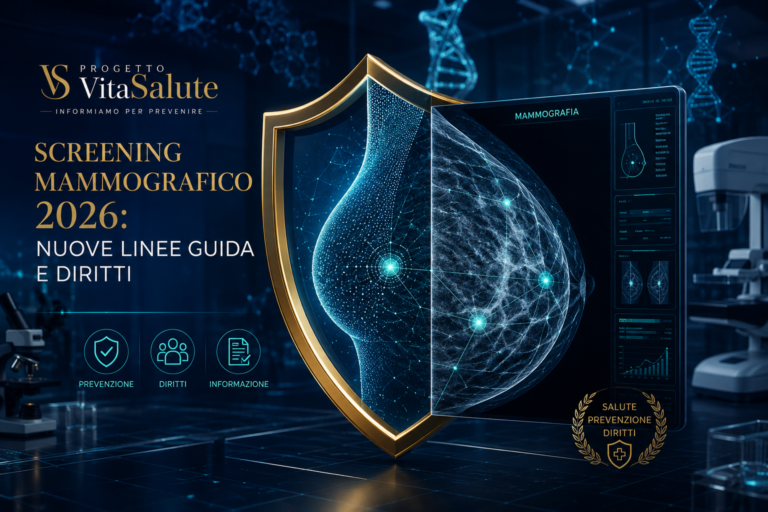 Rappresentazione grafica 3D dei diritti del malato oncologico, inclusi Legge 104, invalidità civile ed esenzione 048.